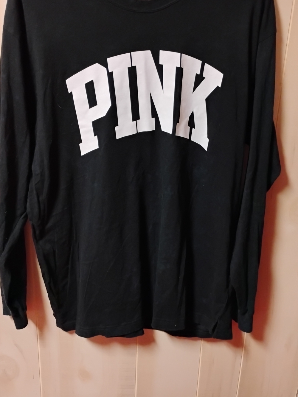 PINK Victoria's Secret Black Long-Sleeve Logo Shirt
